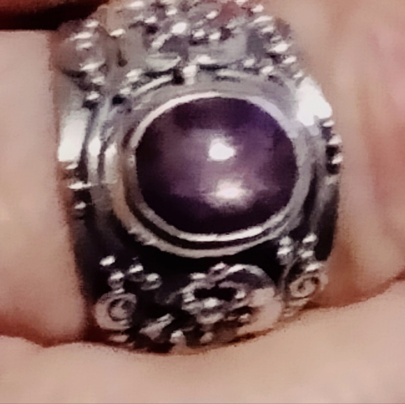 Bali Ruby Indian Star Ring in Sterling Silver - Picture 2 of 6